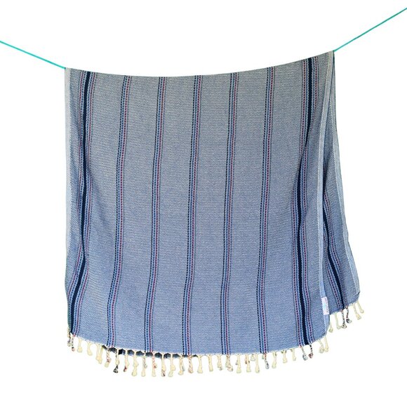 Salt Rag Beach Towel - "Blue Shoreline Rag" [Sand Free Turkish Beach Towel] - Picture 2 of 4